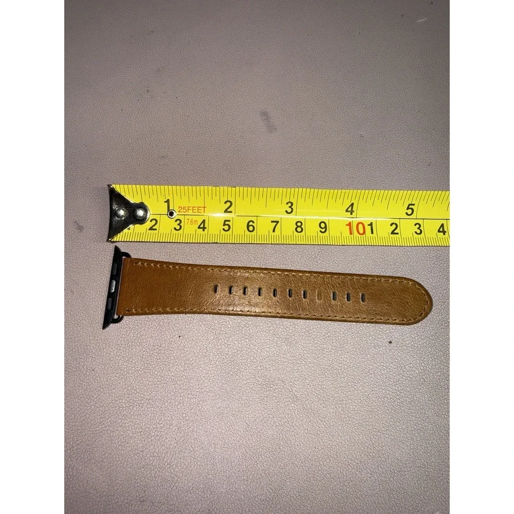 Genuine Leather Apple Watch Band Brown 42mm 44mm 45mm Black‎ Buckle Strap